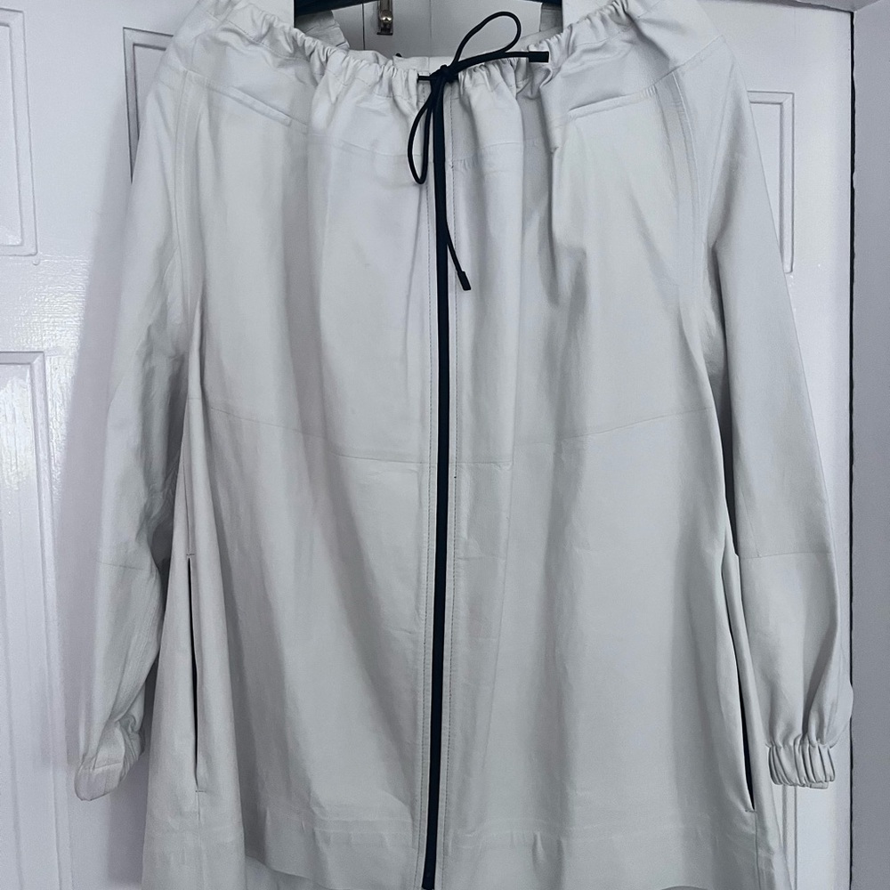 Celine Off White/Oyster Calfskin Leather Jacket